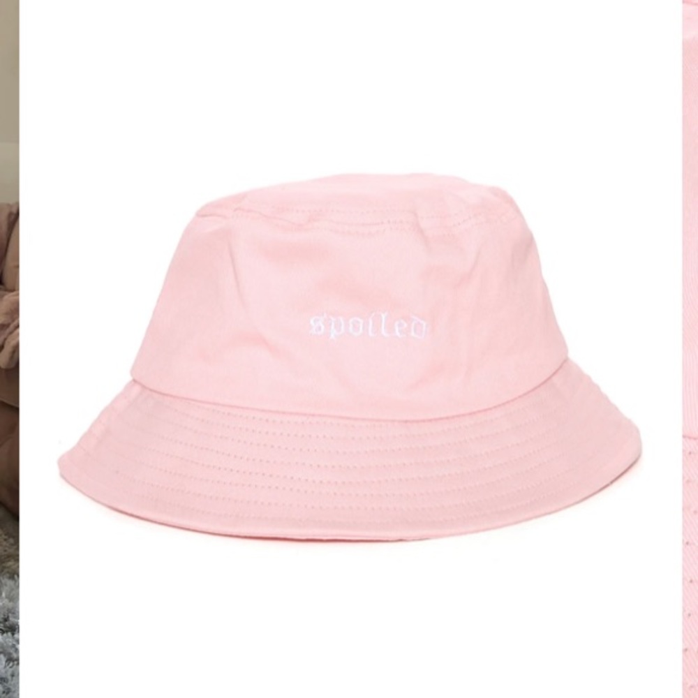 Pink “spoiled” bucket hat from fashion nova